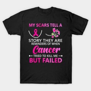 My Scars Tell A Story Breast Cancer Awareness Ribbon T-Shirt